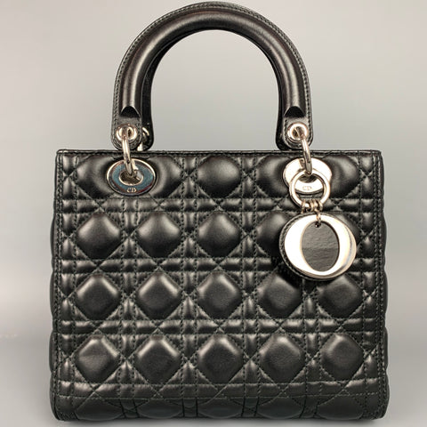 CHRISTIAN DIOR Lady Dior Black Quilted Lamb Leather Medium Handbag