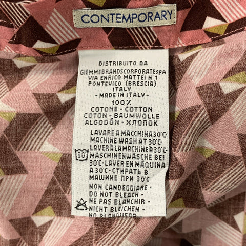 TINTORIA MATTEI Size M Pink Burgundy &  Print Cotton Button Up Long Sleeve Shirt