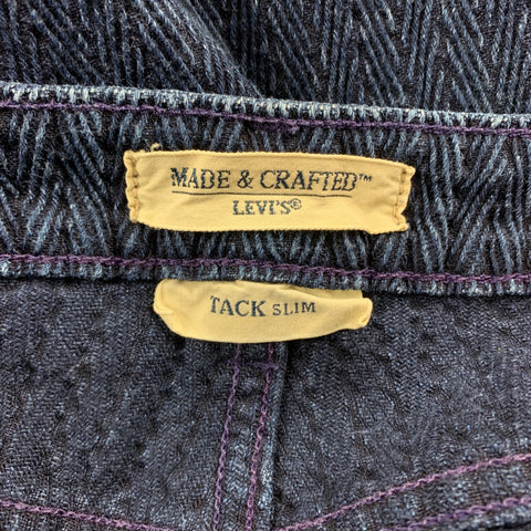 LEVI'S MADE & CRAFTED Tack Slim Size 31 Navy Textured Cotton Zip Fly Jeans