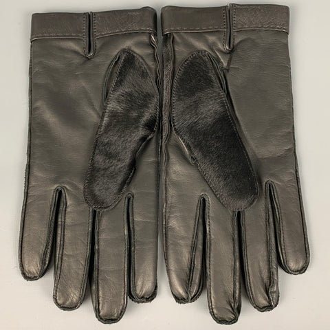 BERGDORF GOODMAN Size 8.5 Black Calf Hair Leather Gloves