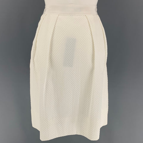 LIDA BADAY Size 4 Off White Cotton Polyamide Rhombus Pleated Skirt