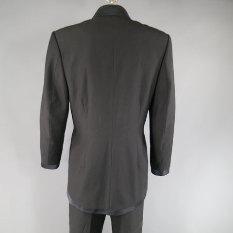 RICHARD TYLER 42 Black Satin Trim Double Breasted Satin Trim Peak Lapel Tuxedo