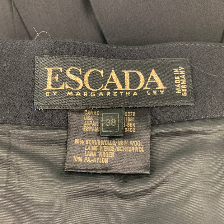 ESCADA Size 8 Black Wool Pleated Maxi Skirt