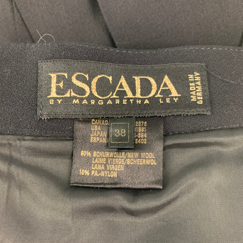 ESCADA Talla 8 Falda larga plisada de lana negra