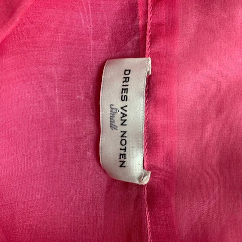 DRIES VAN NOTEN Size S Pink Silk See Through Button Up Shirt