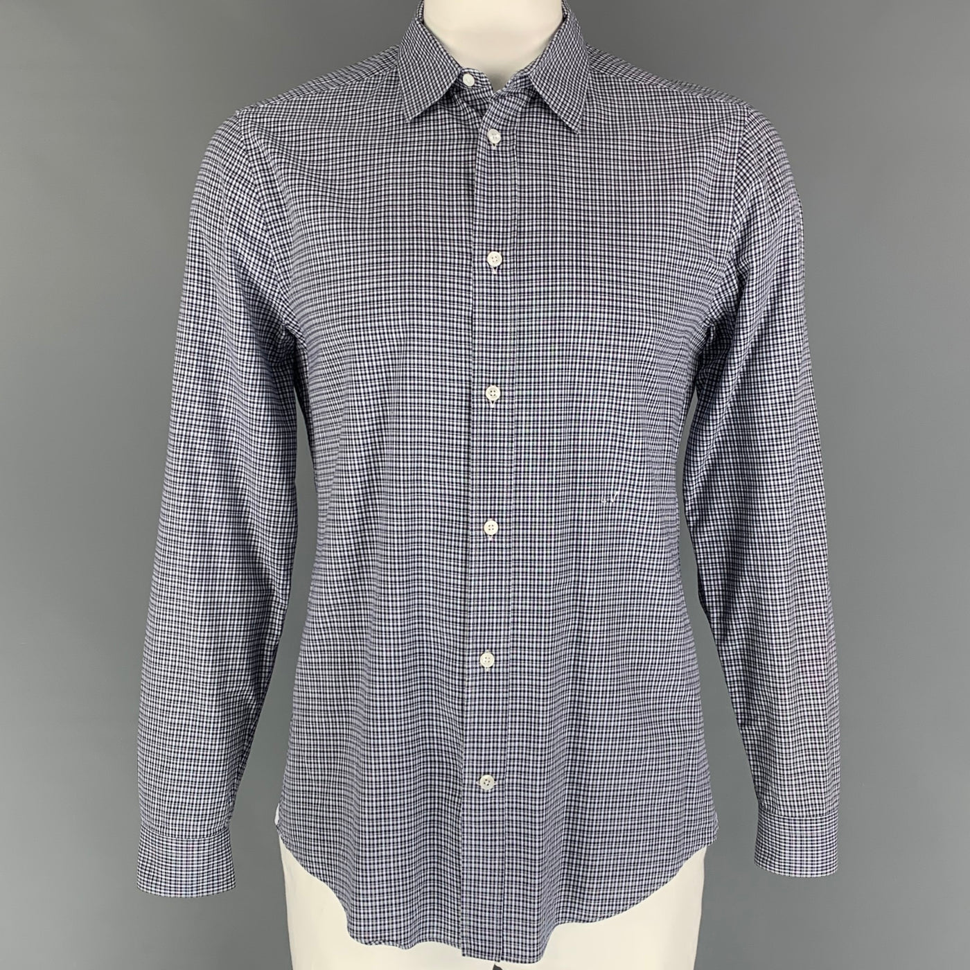 Louis Vuitton Navy Blue Plaid Cotton Button Front Full Sleeve Shirt Xs