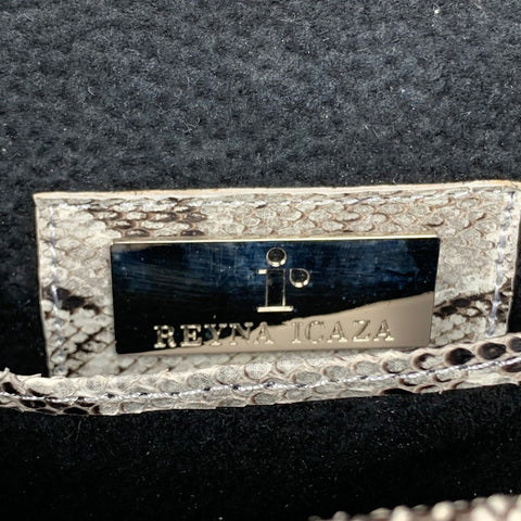 REYNA ICAZA Grey & Black Snake Skin Clutch