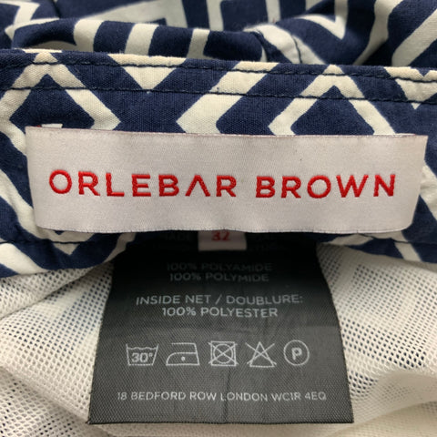 ORLEBAR BROWN Size 32 Navy White Squares Polyamide Side Tabs Swim Trunks