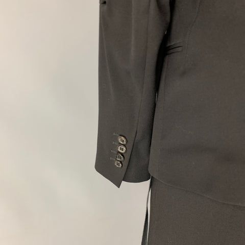 ANN DEMEULEMEESTER Size 4 Black Wool Peak Lapel Pants Suit