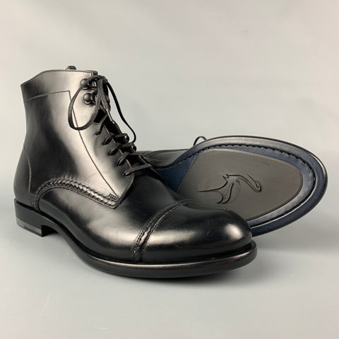 HARRYS OF LONDON Guy Taille 7 Bottines à Bout Cap en Cuir Verni Noir