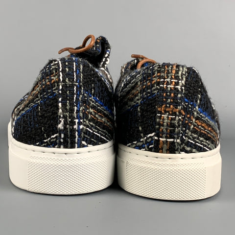 JACQUES SOLOVIERE Size 9 Multi-Color Woven Leather Low Top Sneakers