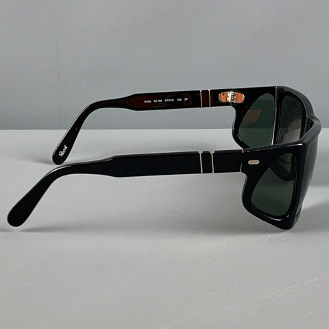 PERSOL Black Acetate Shield Sunglasses