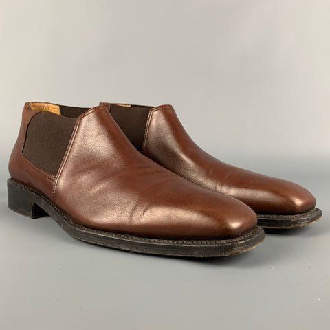 SALVATORE FERRAGAMO Size 9 Brown Leather Pull On Boots