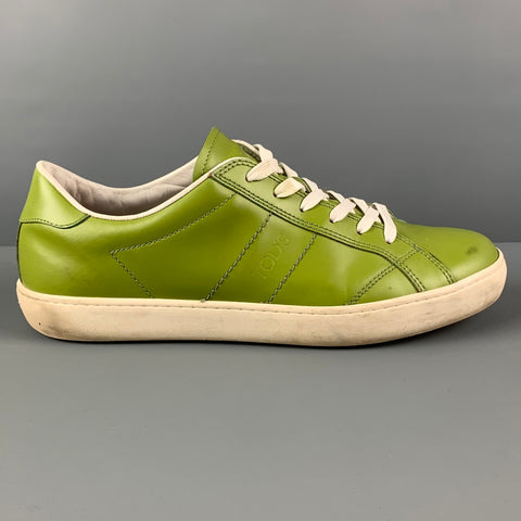 TOD'S Talla 8.5 Zapatillas bajas de cuero con bloques de color crema verde