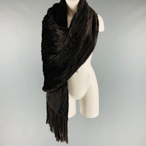 TRILOGY Brown Woven Mink Fur Scarves
