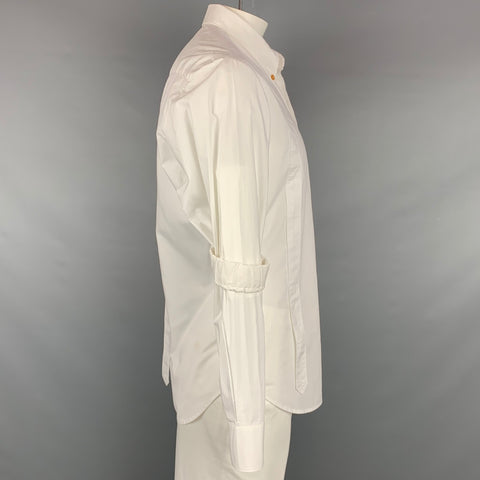VIVIENNE WESTWOOD Size L White Applique Cotton Button Down Long Sleeve Shirt