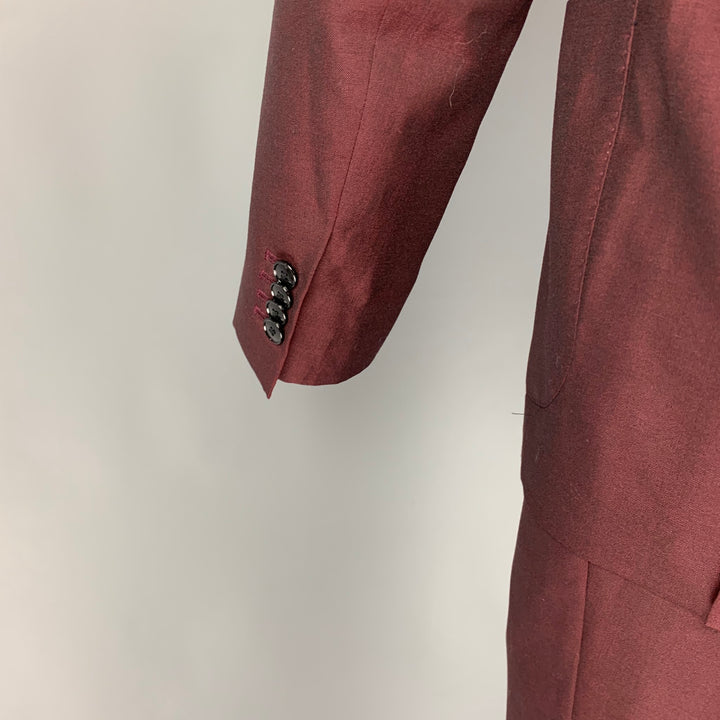 SUIT SUPPLY Size 36 Burgundy Wool Mohair Notch Lapel Suit