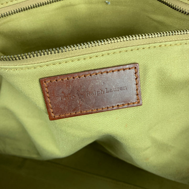 Vintage RALPH LAUREN Blackwatch Plaid Leather Trim Canvas Duffle Bag