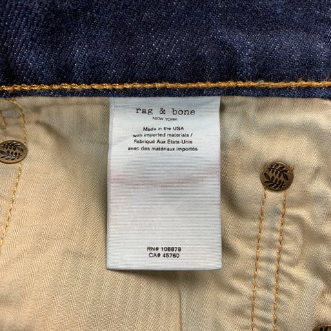 RAG & BONE Size 31 Indigo Contrast Stitch Selvedge Denim Button Fly Slim Jeans