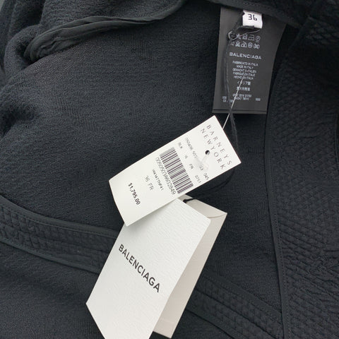 BALENCIAGA Size 4 Black Jacquard Cropped Collarless Jacket