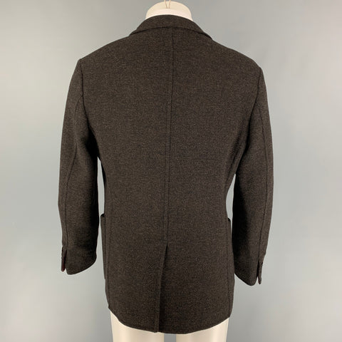 ERMENEGILDO ZEGNA Size 40 Brown Black Herringbone Wool Blend Sport Coat
