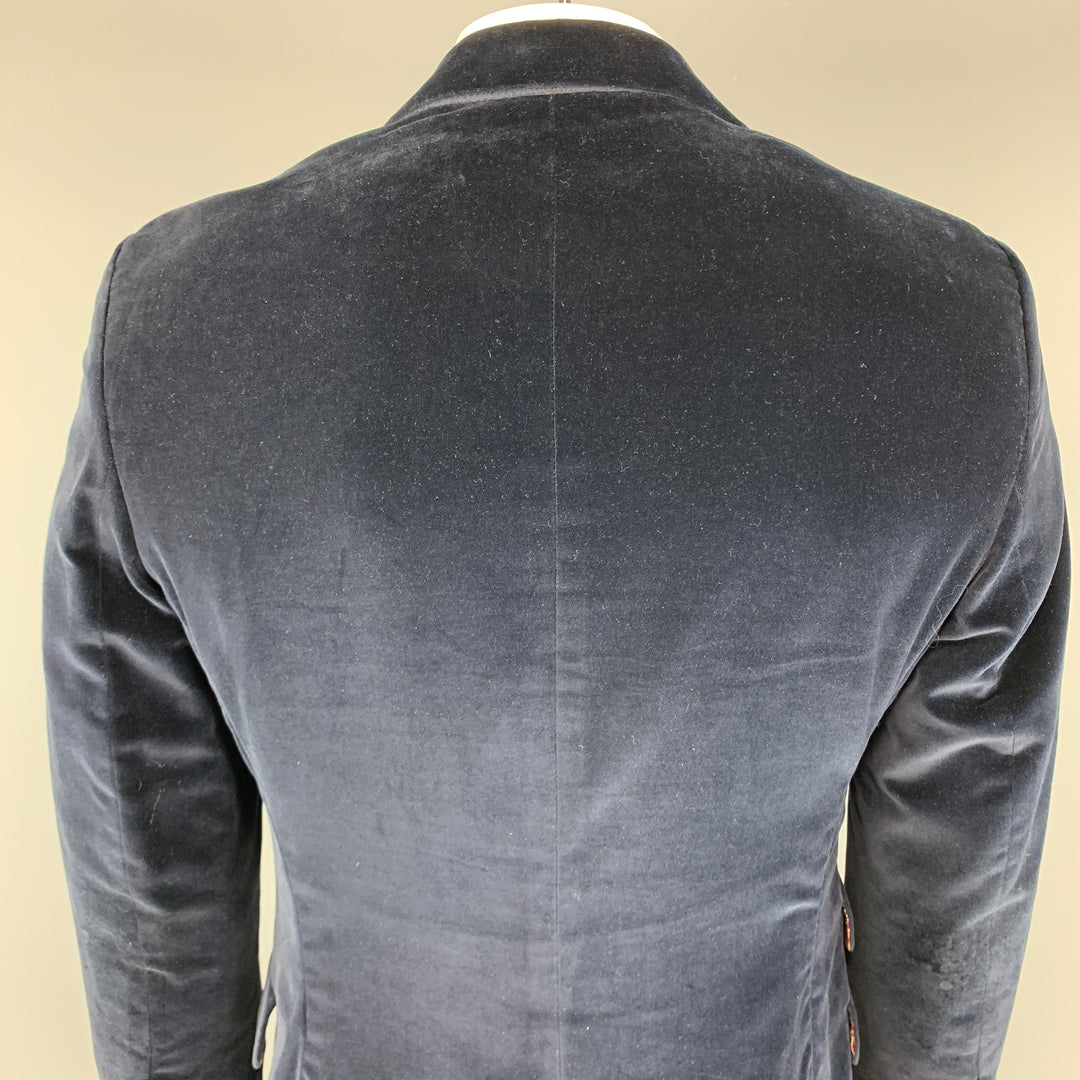 PAUL SMITH The Westbourne Taille 42 Manteau de sport à revers cranté en velours bleu marine