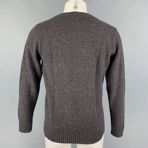 A.P.C. Size S Grey Brown Knitted Wool Crew-Neck Sweater