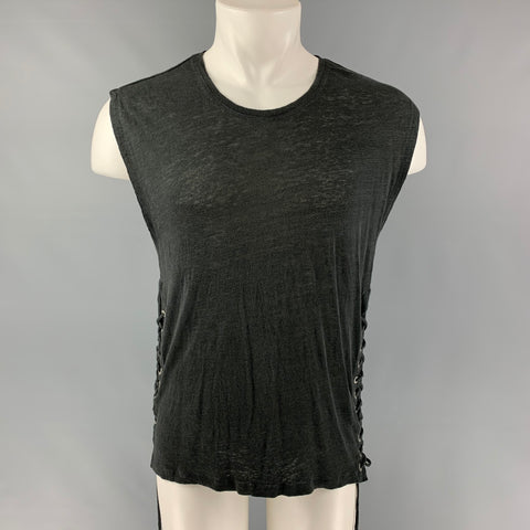 IRO Avys Size XS Black Solid Linen Sleeveless Tank Top