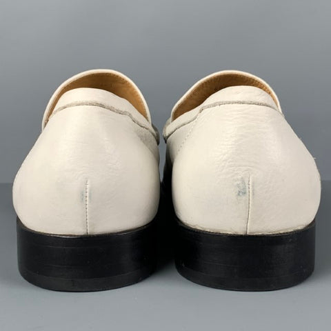 SAKS FIFTH AVENUE Size 11 White Leather Horse Bit Slip On Loafers