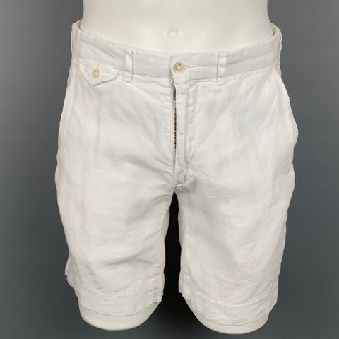 POLO by RALPH LAUREN Talla 30 Pantalones cortos rectos de lino blanco