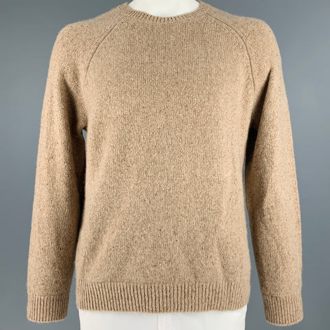 VINCE Jersey de cuello redondo de cachemira de punto beige camel talla XL