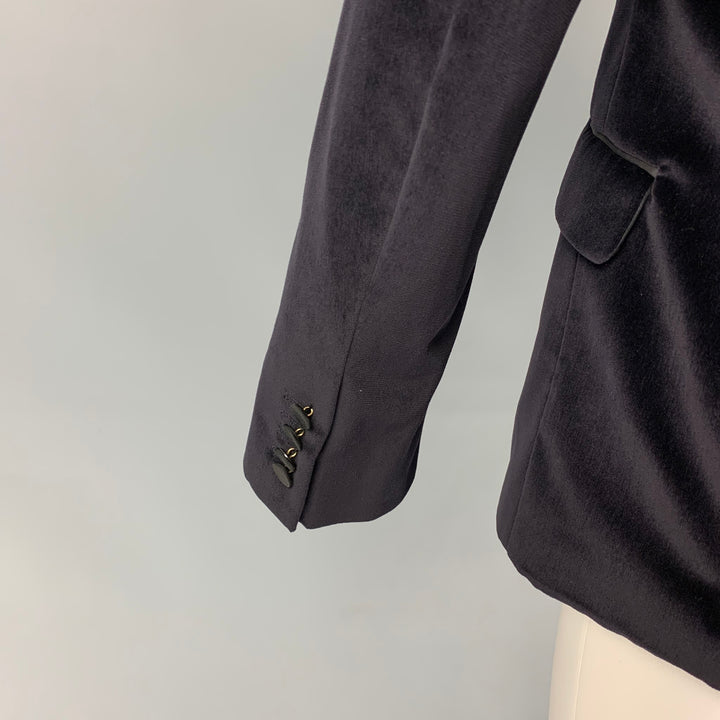 J. LINDEBERG Size 42 Dark Purple Cotton Velvet Shawl Collar Sport Coat