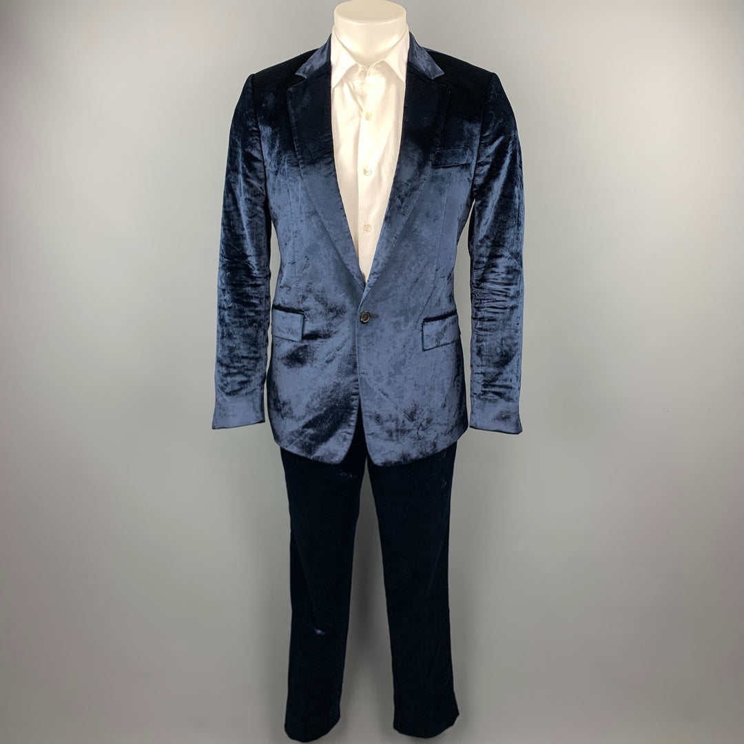 PAUL SMITH Size 38 Navy Velvet Notch Lapel Suit