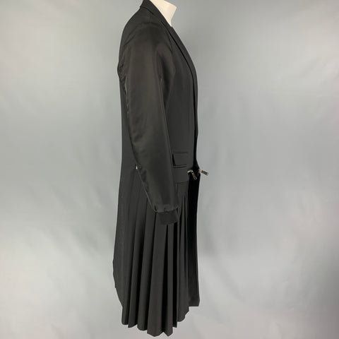 DSQUARED2 FW 16 Size 38 Black Mixed Fabrics Wool Peak Lapel Coat