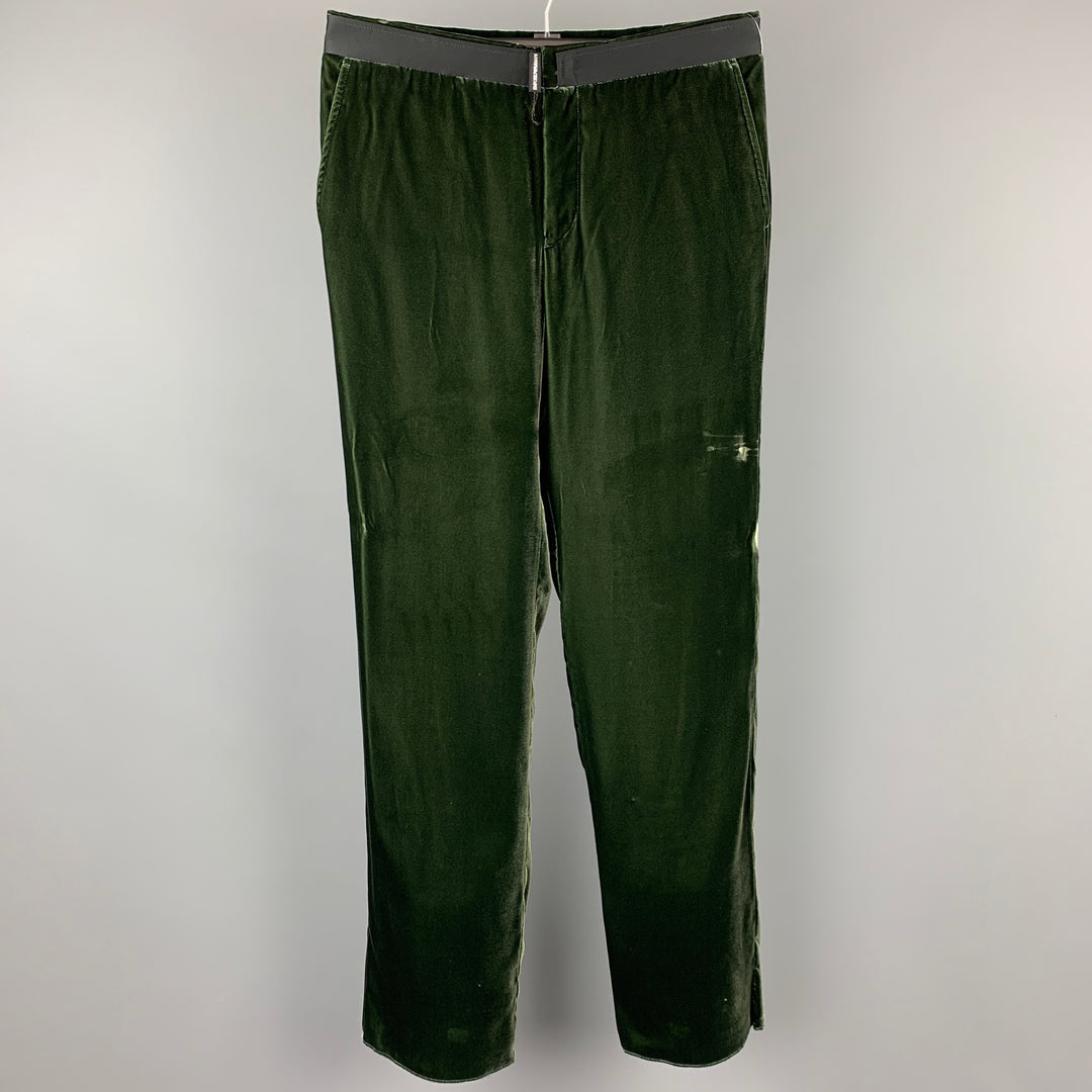 EMPORIO ARMANI Taille 32 Pantalon habillé en viscose velours vert foncé