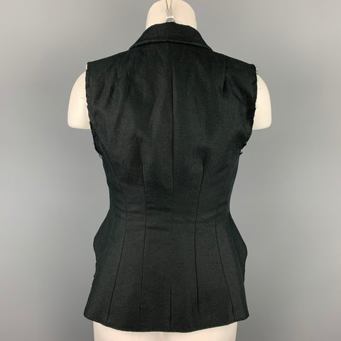 DRIES VAN NOTEN Size 6 Black Beaded Cotton / Linen Vest
