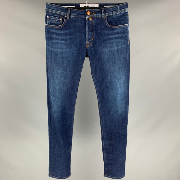 JACOB COHEN Size 34 Blue Contrast Stitch Cotton Blend Premium Edition Jeans