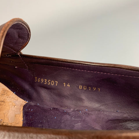 CARMINA Size 14 Brown Leather Penny Strap Slip On Loafers