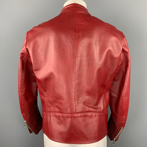 MARTIN MARGIELA Size Size M Brick Red Leather Motorcycle Jacket