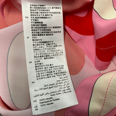 SANDRO Taille L Rose Rouge Imprimé Viscose Boutonné Chemise à Manches Courtes