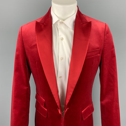 DSQUARED2 Size 40 Burgundy Velvet Peak Lapel Sport Coat