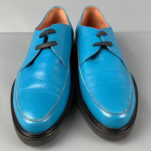 PAUL SMITH Size 10 Blue Leather Lace Up Shoes