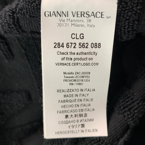 VERSACE Size S Black Gold Baroque Cotton Belted Cardigan