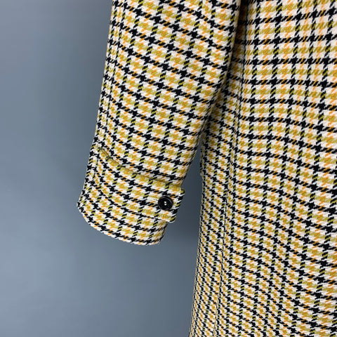 MARNI Size 38 Yellow Black White Plaid Wool Blend Buttoned Coat