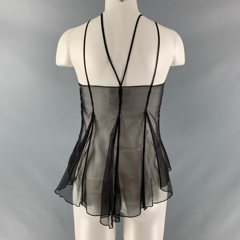 SPORTMAX Size 4 Black White Silk &  Cotton Camisole Blouse