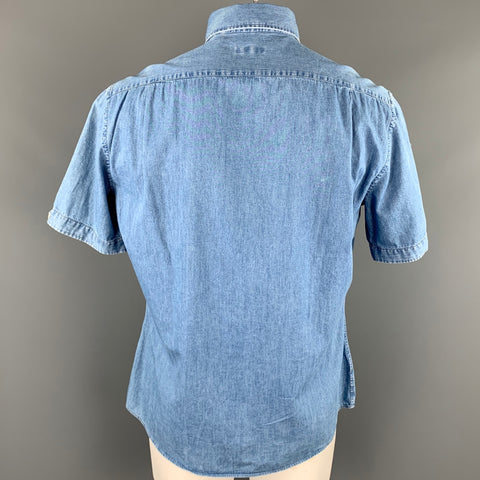 MICHAEL BASTIAN Size L Light Blue Cotton Button Down Short Sleeve Shirt