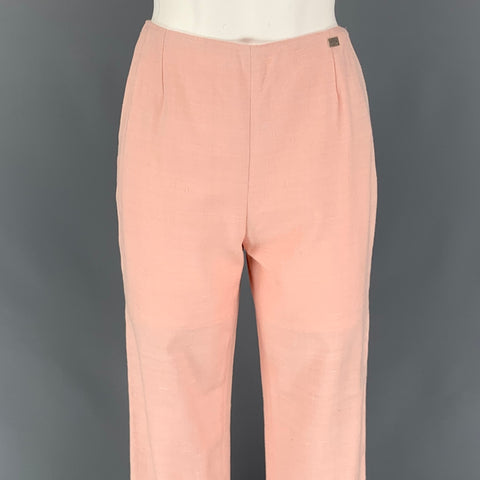 CHANEL 01C Talla 4 Pantalones casuales de cintura alta de seda rosa