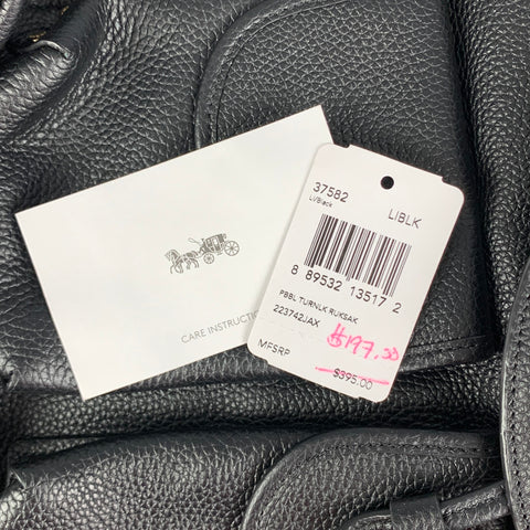 COACH Black Pebble Grain Leather Backpack Handbag & Leather Goods