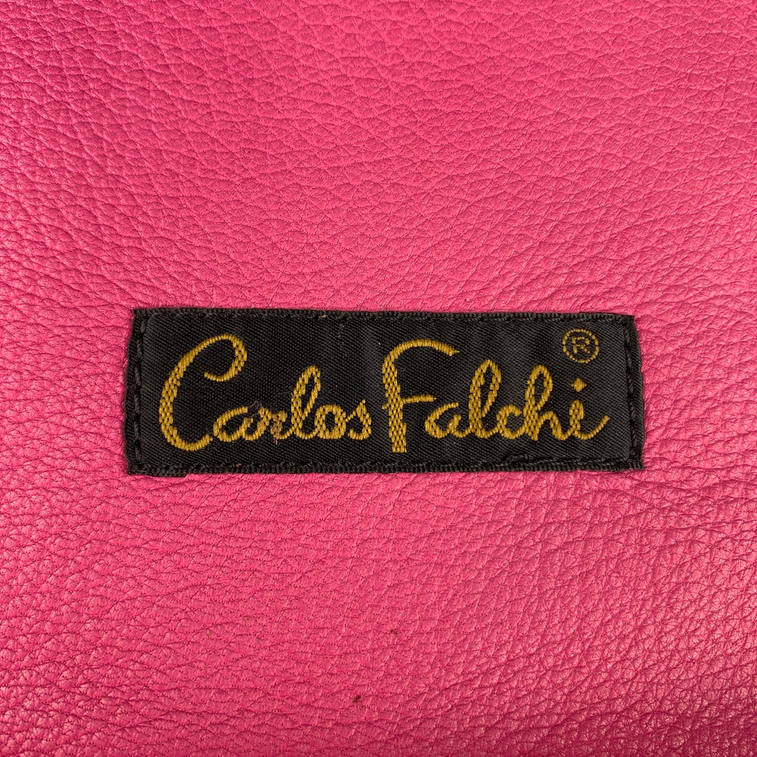 Étui pour iPad en cuir gaufré rose CARLOS FALCHI