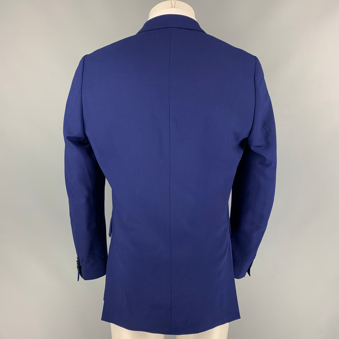 PAUL SMITH Soho Fit Talla 40 Abrigo deportivo regular con solapa de muesca de lana azul real